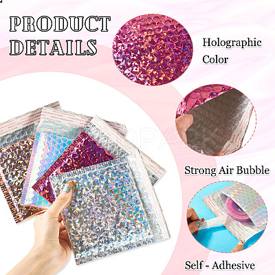 20Pcs 4 Colors Double-faced Laser Bubble Packaging Bags AJEW-TA0001-87-1
