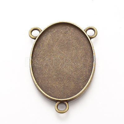 Tibetan Style Alloy Cabochon Connector Settings TIBE-Q079-30x40-AG-LF-1