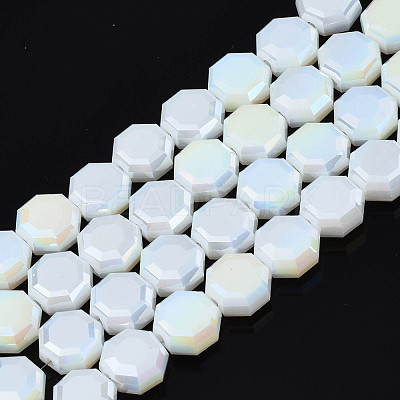 Electroplate Opaque Solid Color Glass Beads Strands EGLA-N002-27-A07-1