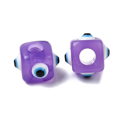 Resin Evil Eye European Beads RESI-A021-1