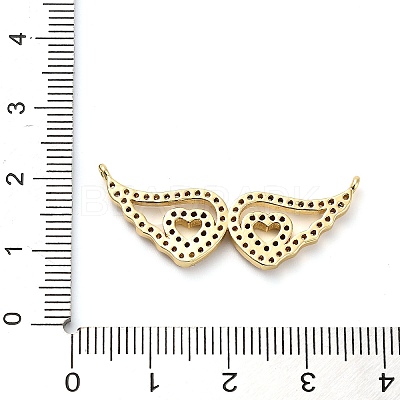 Brass Micro Pave Clear Cubic Zirconia Hollow Wings with Heart Connector Charms KK-L229-062G-1