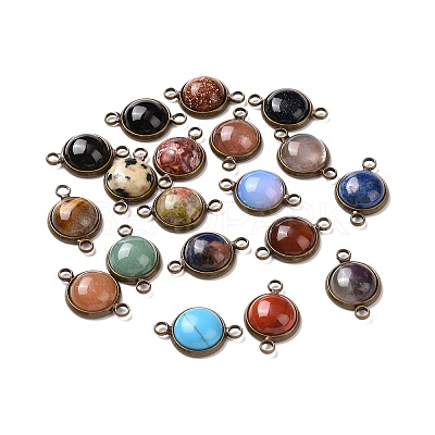 Natural & Synthetic Mixed Gemstone Connector Charms G-D059-02-1