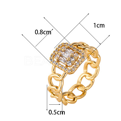 Brass Micro Pave Clear Cubic Zirconia Finger Rings FS-WGF0A01-07-1
