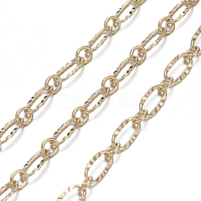 Brass Textured Oval Link Chains CHC-S004-07G-1