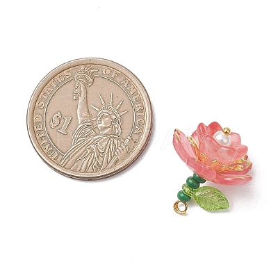 Glass Flower Pendants PALLOY-MZ01180-1
