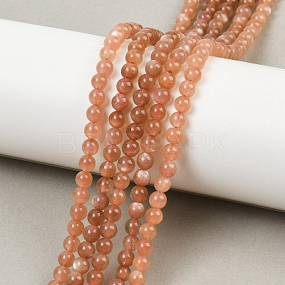 Natural Sunstone Beads Strands G-G066-4mm-1