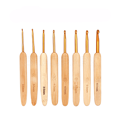 Bamboo Handle Head Crochet Hook Set PW-WG43581-02-1