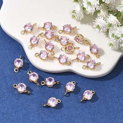 SHEGRACE Brass Pave Cubic Zirconia Flat Round Connector Charms XGRQ2O042-435B-G-1