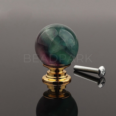 Metal & Natural Fluorite Drawer Knobs PW-WG57F80-06-1