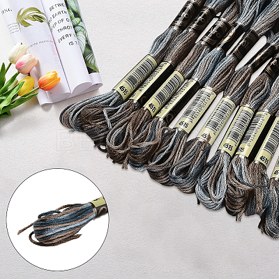 10 Skeins 6-Ply Polyester Embroidery Floss OCOR-CY0002-99E-1