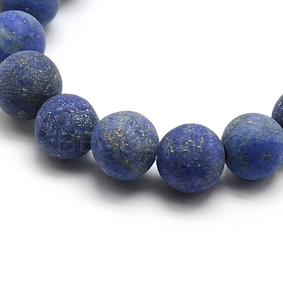 Natural Frosted Lapis Lazuli Round Bead Strands G-M064-8mm-08-1