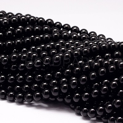 Natural Black Tourmaline Beads Strands X-G-P132-17-8mm-1