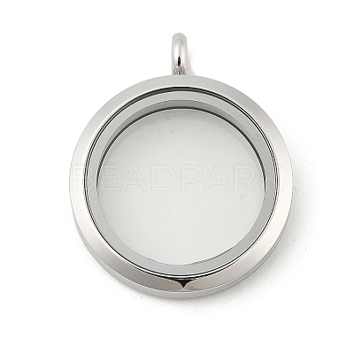 304 Stainless Steel Floating Locket Pendants STAS-E443-41P-02-1