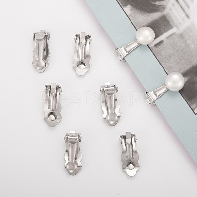 Tarnish Resistant 304 Stainless Steel Clip-On Earrings Findings STAS-Q185-01-1