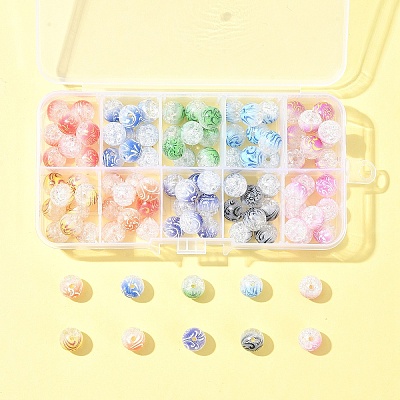 100Pcs 10 Colors Two Tone Spray Painted Crackle Acrylic Beads DIY-FS0006-73-1