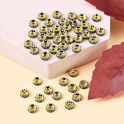 Brass Rhinestone Spacer Beads RB-A014-Z6mm-04G-1