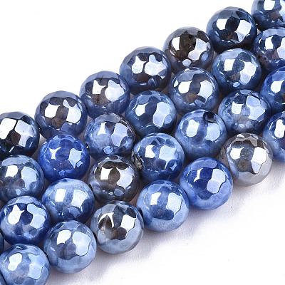 Electroplate Natural Agate Beads Strands G-T131-54G-1