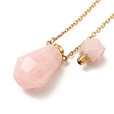 Openable Faceted Natural & Synthetic Mixed Stone Perfume Bottle Pendant Necklaces for Women NJEW-F296-03G-1