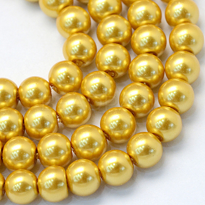 Baking Paint Pearlized Glass Pearl Round Bead Strands X-HY-Q003-6mm-31-1