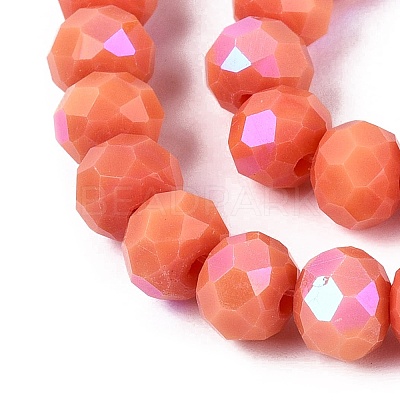 Electroplate Opaque Solid Color Glass Beads Strands EGLA-A034-P8mm-L03-1