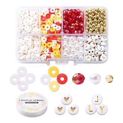 DIY Letter & Imitation Pearl & Heishi Beads Bracelet Making Kit DIY-YW0005-23E-1