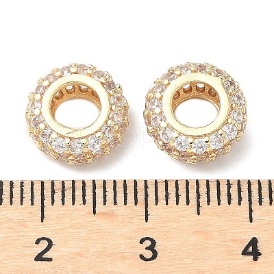 Brass Micro Pave Cubic Zirconia European Beads KK-A254-03B-G-1