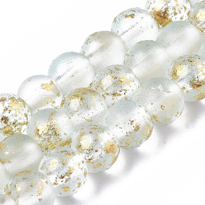 Frosted Spray Painted Glass Beads Strands GLAA-N035-03A-C09-1