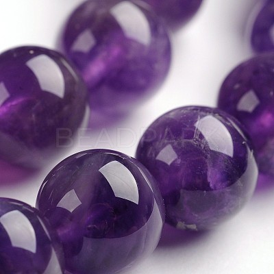 Round Natural Amethyst Gemstone Bead Strands G-J333-01-10mm-1