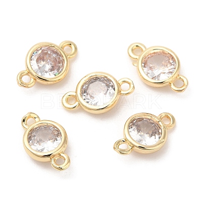Eco-Friendly Rack Plating Brass Pave Clear Cubic Zirconia Connector Charms KK-A186-06LG-1