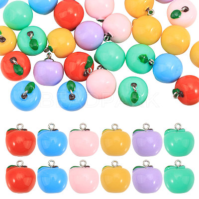 36Pcs 6 Colors Opaque Resin Pendants RESI-CA0001-72-1