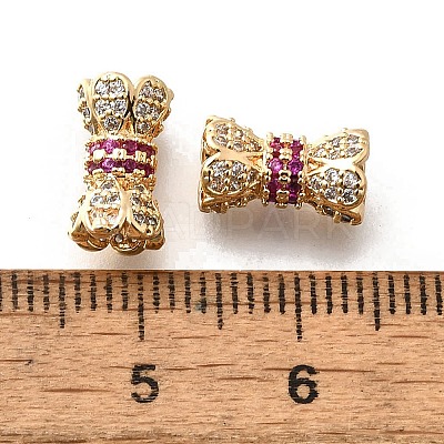 Brass Micro Pave Cubic Zirconia Beads KK-M318-22G-1