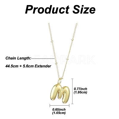 1Pc Initial Letter Brass Pendant Necklaces NJEW-YW0001-24M-1
