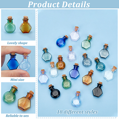 2 Sets 2 Styles Mini Glass Bottle GLAA-BC0001-31-1