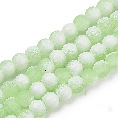 Frosted Crackle Glass Beads Strands GLAA-U001-8mm-M09-1