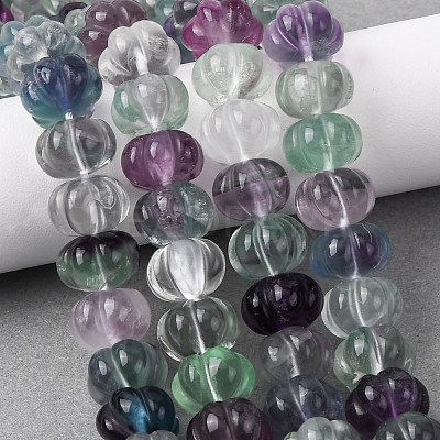 Natural Fluorite Carved Beads Strands G-L634-O02-02-1