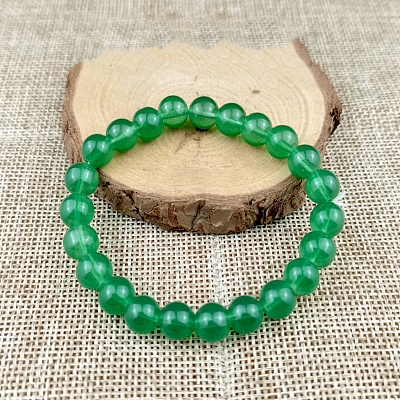 Glass Imitation Natural Agate Round Beaded Stretch Beaded Bracelets WG8D788-12-1