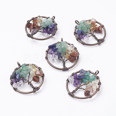Natural/Synthetic Mixed Stone Pendants G-E419-17R-1