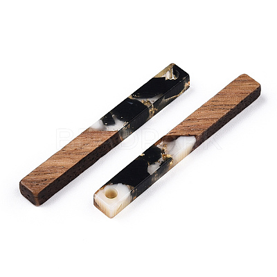 Transparent Resin & Walnut Wood Pendants RESI-N039-24H-1