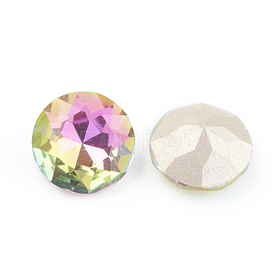 Pointed Back & Back Plated Glass Rhinestone Cabochons RGLA-J012-10mm-001VR-1