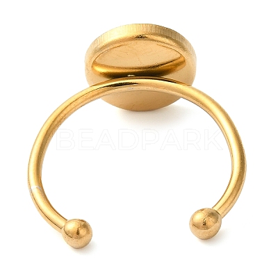 304 Stainless Steel Flat Round Pad Ring Setting STAS-I306-05C-G-1
