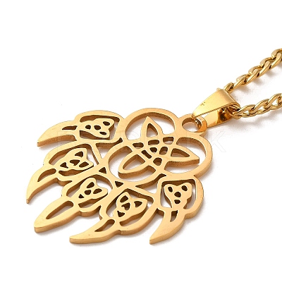 201 Stainless Steel Irish Knot Pendant Necklaces NJEW-D066-01G-1