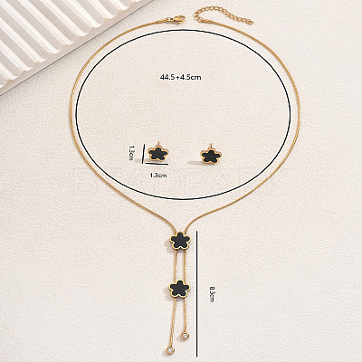 Stainless Steel Shell Heart Flower Fan Tassel Jewelry Set for Women XK7928-1-1
