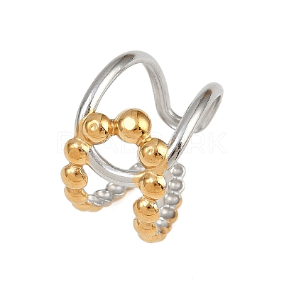304 Stainless Steel Double Color Cuff Rings RJEW-S635-01GP-16-1