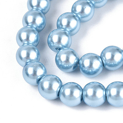 Baking Paint Pearlized Glass Pearl Round Bead Strands X-HY-Q330-8mm-24-1