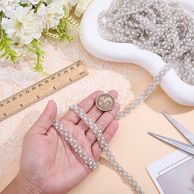 Grenadine & Plastic Pearl Ribbon OCOR-WH0105-170A-1