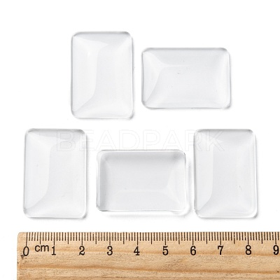 Transparent Rectangle Glass Cabochons GGLA-R025-33x23-1