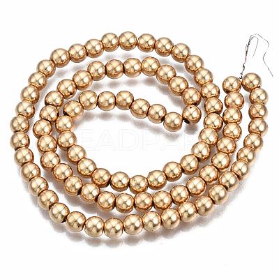 Electroplate Non-magnetic Synthetic Hematite Bead Strands X-G-Q466-4mm-04-1