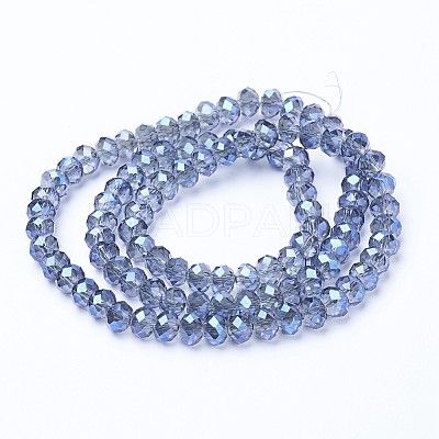 Electroplate Transparent Glass Beads Strands EGLA-A034-T8mm-Y04-1