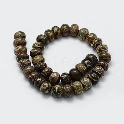 Tibetan Style 3-Eye dZi Beads Strands TDZI-G010-I01-1