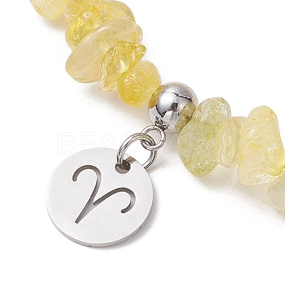 Natural Citrine Chip Beaded Stretch Bracelets BJEW-JB11133-03-1